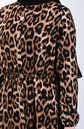Leopard Patterned Dress 0245-01 Brown 0245-01