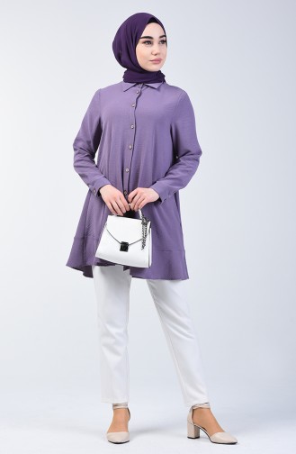 Aerobin Fabric Tunic with Buttons 1426-03 Purple 1426-03