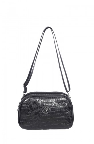 Damen Kreuz Schultertasche  3023K-01 Schwarz Croco 3023K-01