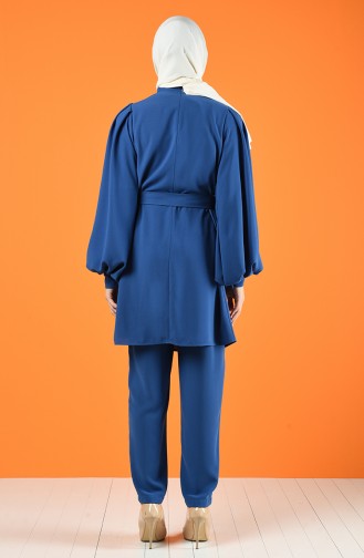 Tunic with Belt Trousers Double Set 1427-02 Indigo 1427-02