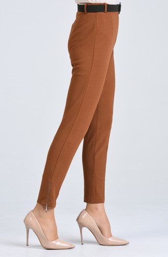 Belted Straight Leg Trousers 20k1001103-02 Cinnamon Color 20K1001103-02