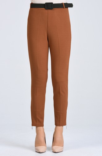 Belted Straight Leg Trousers 20k1001103-02 Cinnamon Color 20K1001103-02