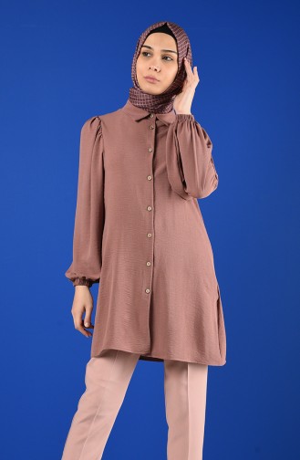 Button-up Tunic with Elastic Sleeve 1422-07 Dry Rose 1422-07