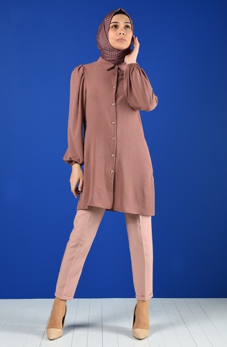 Button-up Tunic with Elastic Sleeve 1422-07 Dry Rose 1422-07