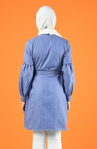 Striped Tunic with Belt 1429-02 Blue 1429-02