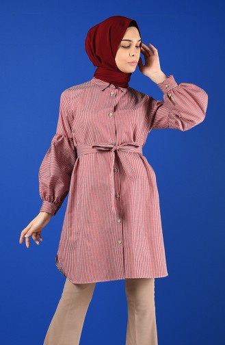Striped Tunic with Belt 1429-03 Claret Red 1429-03