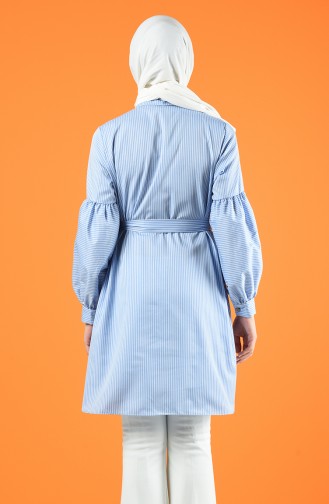 Striped Tunic with Belt 1429-04 Light Blue 1429-04