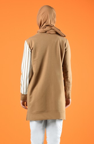 Çizgili Spor Tunik 0847-01 Camel