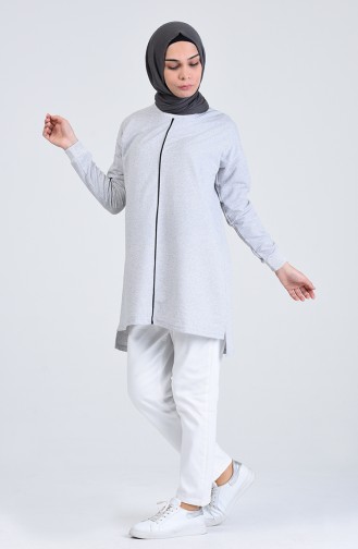 Bisiklet Yaka Spor Tunik 0074-01 Gri