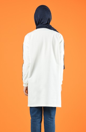 Bisiklet Yaka Spor Tunik 0074-04 Ekru