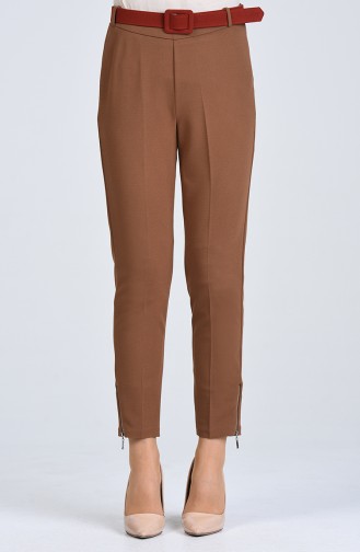 Belted Straight Leg Trousers 20k1001103-03 Mink 20K1001103-03