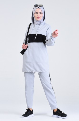 Hooded Sportswear Suit 0838-04 Gray 0838-04