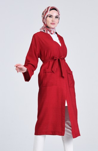 Cepli Kuşaklı Kimono 5301-01 Bordo