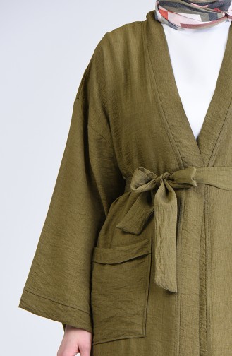 Cepli Kuşaklı Kimono 5301-06 Haki 5301-06