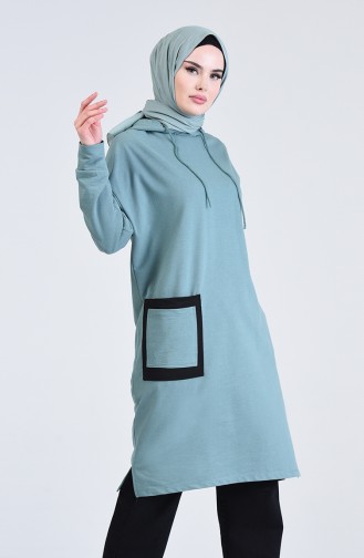 Long Sport Tunic with Pockets Set-05 Almond Green 0819-05