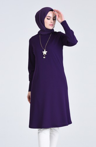 Tunique Longue Avec Collier 3047-07 Plum 3047-07