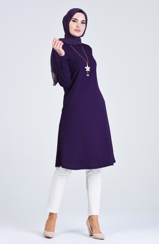 Long Tunic with Necklace 3047-07 Damson 3047-07