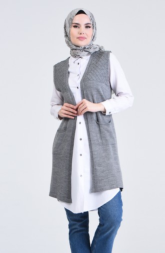 Knitwear Vest with Pockets 4206-03 Gray 4206-03