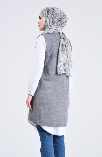 Gilet Sans Manches Tricot à Poche 4206-03 Gris 4206-03