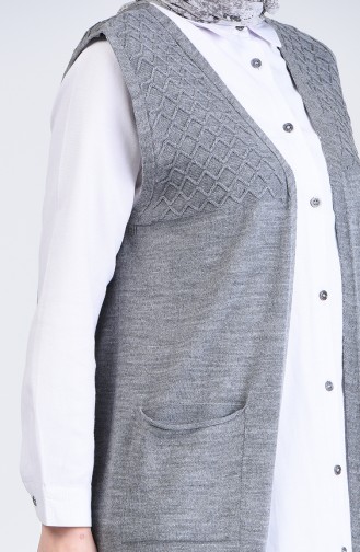 Knitwear Vest with Pockets 4206-03 Gray 4206-03