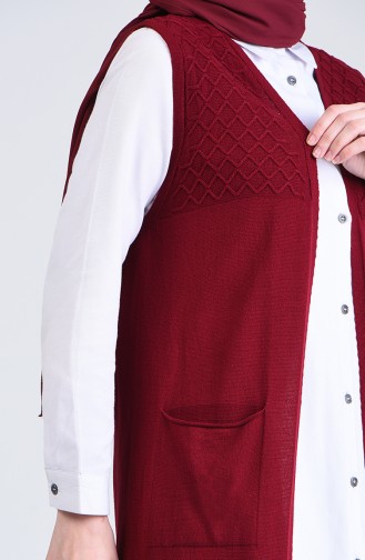 Knitwear Vest with Pockets 4206-04 Burgundy 4206-04