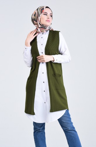 Knitwear Vest with Pockets 4206-07 Khaki 4206-07