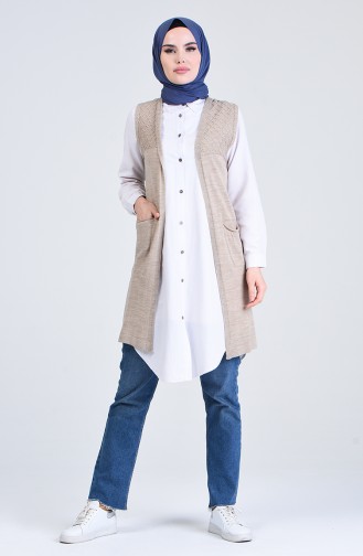 Knitwear Vest with Pockets 4206-09 Dark Beige 4206-09