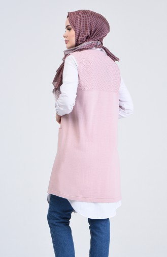 Gilet Sans Manches Tricot à Poche 4206-10 Rose 4206-10