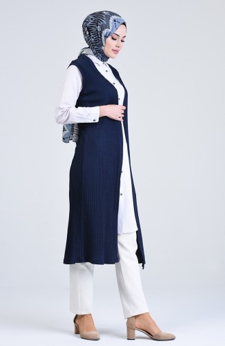 Seasonal Long Vest 8002-01 Navy Blue 8002A-01