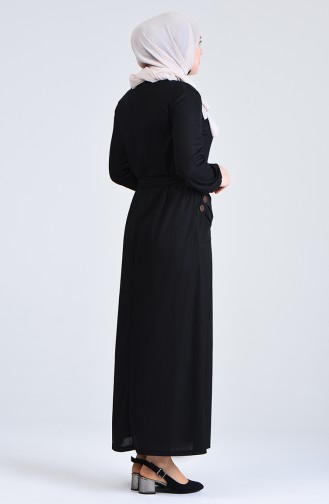 Plus Size Button Detailed Dress 6048-01 Black 6048-01