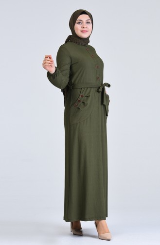 Khaki Hijab Kleider 6048-02