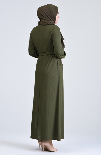 Khaki Hijab Kleider 6048-02