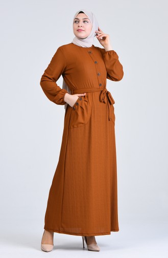 Tan Hijab Dress 6048-05