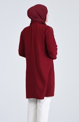 Büyük Beden Leopar Garnili Pullu Tunik 0223-04 Bordo