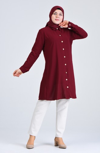 Plus Size Aerobin Fabric Necklace Tunic 0224-04 Claret Red 0224-04