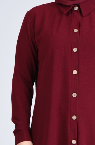 Plus Size Aerobin Fabric Necklace Tunic 0224-04 Claret Red 0224-04