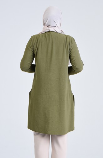 Plus Size Bird Eye Detailed Tunic 0232-03 Khaki 0232-03