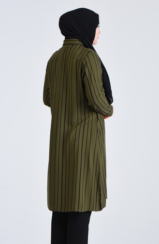 Plus Size Striped Tunic 0246-03 Khaki 0246-03
