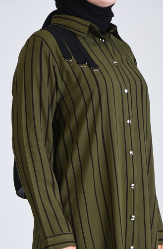 Plus Size Striped Tunic 0246-03 Khaki 0246-03