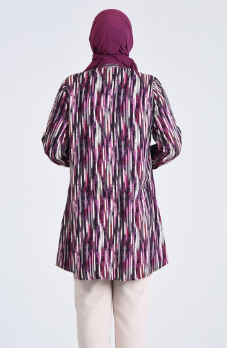 Plus Size Patterned Tunic 2048-01 Purple 2048-01