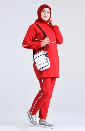 Plus Size Striped Tracksuit 0802-01 Red 0802-01