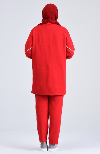 Plus Size Striped Tracksuit 0802-01 Red 0802-01