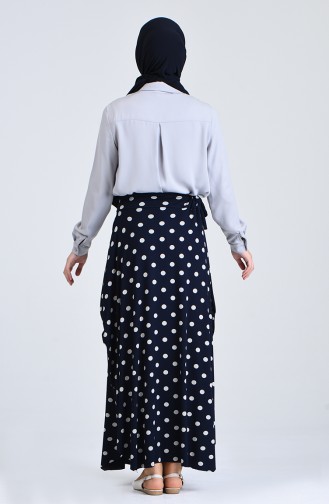 Polka Dot Skirt 0763-02 Navy Blue 0763-02