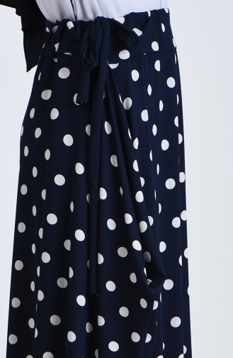 Polka Dot Skirt 0763-02 Navy Blue 0763-02