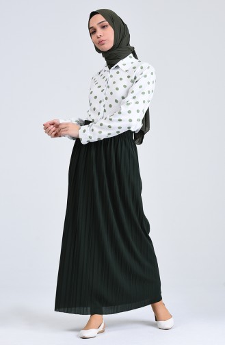 Pleated Skirt with Elastic Waist 1046-09 Emerald Green 1046-09