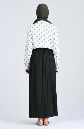 Pleated Skirt with Elastic Waist 1046-09 Emerald Green 1046-09
