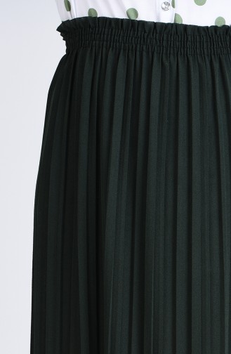 Pleated Skirt with Elastic Waist 1046-09 Emerald Green 1046-09