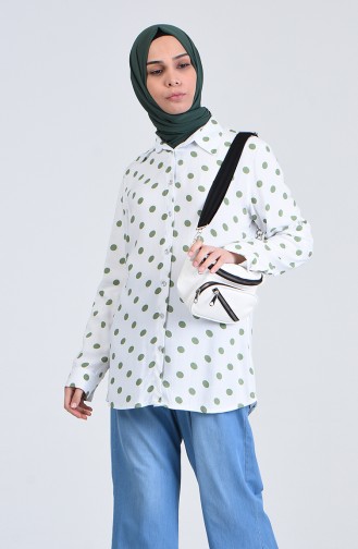 Polka Dot Shirt 6000a-04 Ecru Ages Green 6000A-04