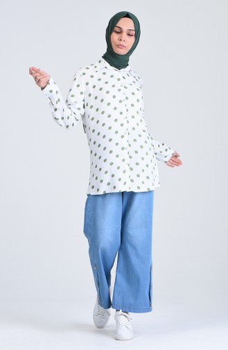 Polka Dot Shirt 6000a-04 Ecru Ages Green 6000A-04