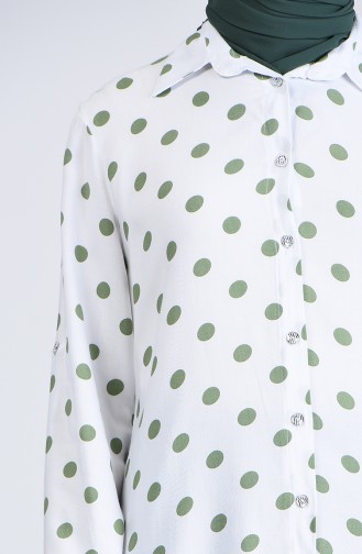 Chemise à Pois 6000A-04 Écru Vert Noisette 6000A-04